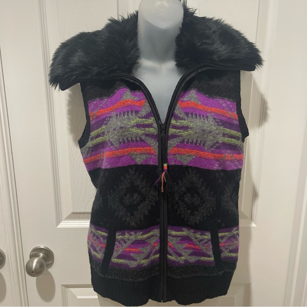 Ralph Lauren Black Faux Fur Vest